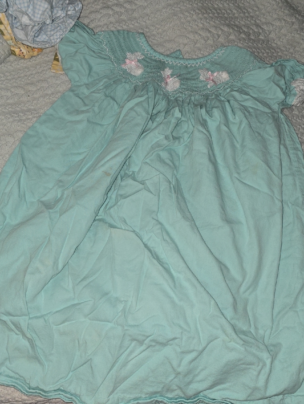 Girls' Seafoam Smocked Neck Dress